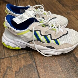 Mens new Adidas Ozweego Solar Yellow shoes white size 9.5